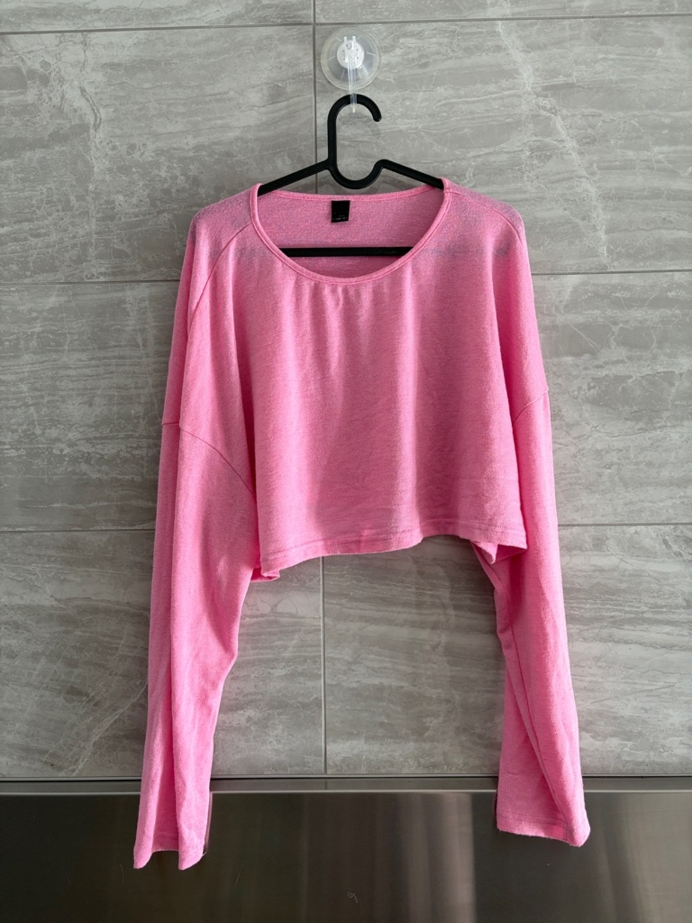 Pink Women's Cropped Long Sleeve Top - Unbranded